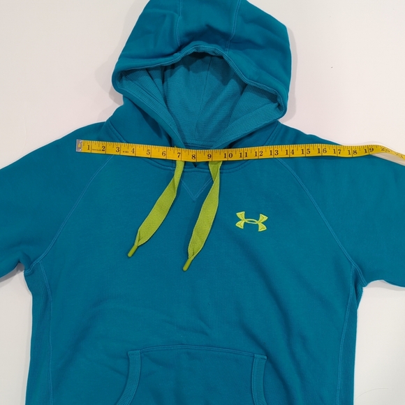 Under Armour Storm Cold Gear Teal Blue Hoodie with Green Accents Women's Medium - Picture 10 of 13